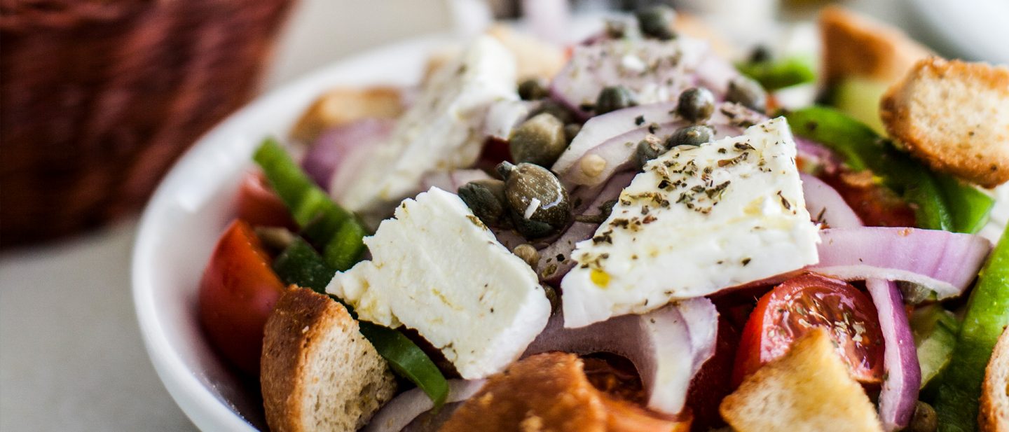 Close-up of a Greek salad.