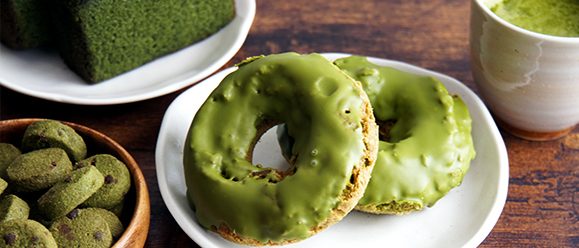 Donuts with pistachio glaze