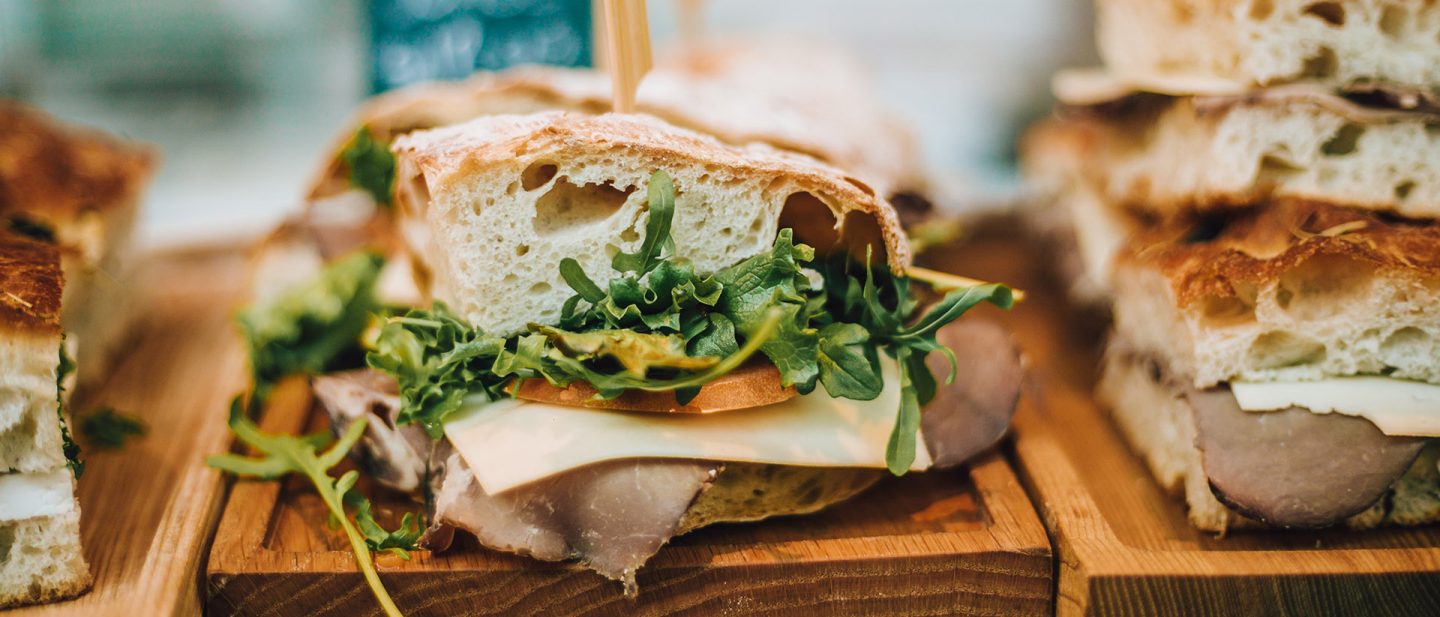 Close-up of several sandwiches