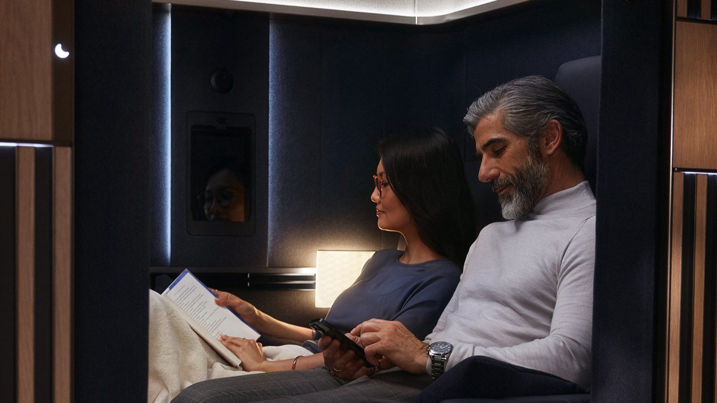Luxury First Class suite with closing doors.