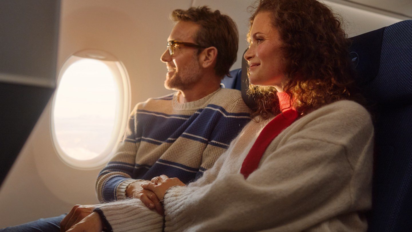 Premium Economy seats with extra legroom.