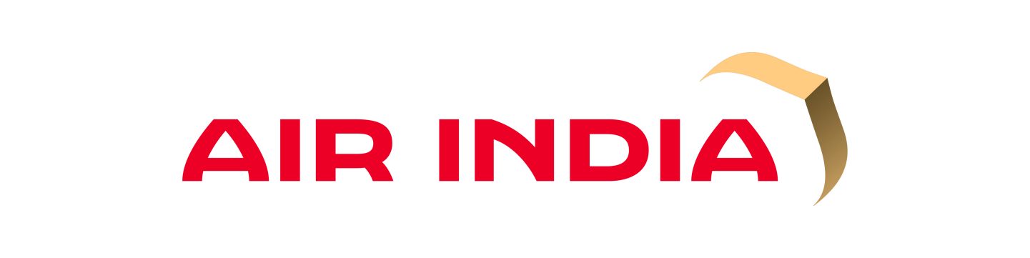 Air India logo featuring a red-orange stylised wing or window-frame shape above red lettering.