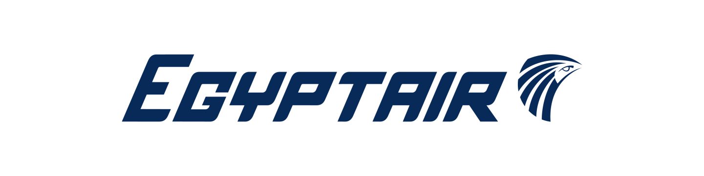 Egyptair logo featuring the stylised blue symbol of Horus.
