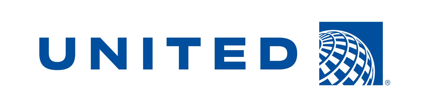 United Airlines logo featuring a blue and light blue globe symbol.