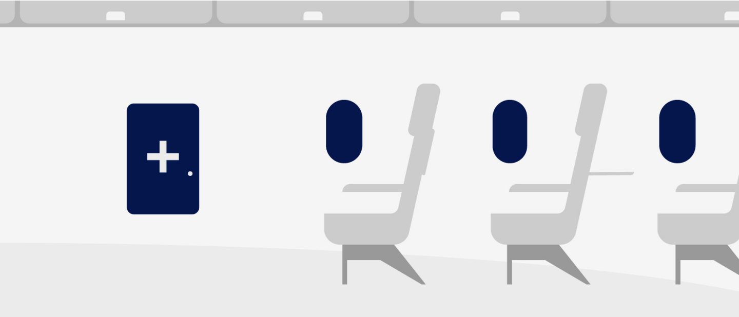 A four-seat plane with a blue button, symbolizing a healthy journey ahead.