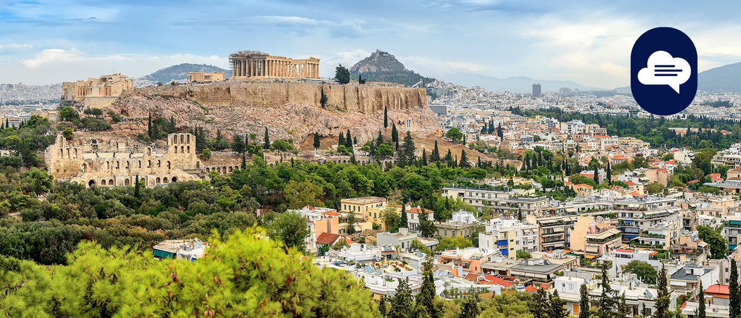 Team Stories: Aerial view of Athens with the Acropolis in the background