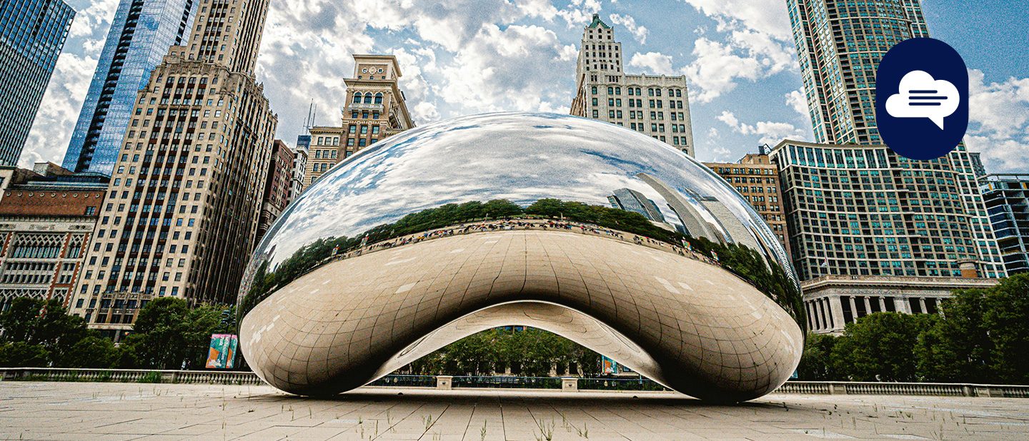 The landmark The Bean in Chicago.